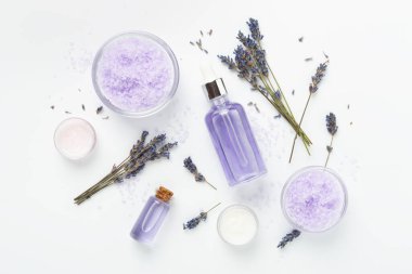 Lavanta kaplıcası renk arkaplanı, üst görünüm