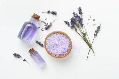 Lavanta kaplıcası renk arkaplanı, üst görünüm