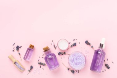 Lavanta kaplıcası renk arkaplanı, üst görünüm