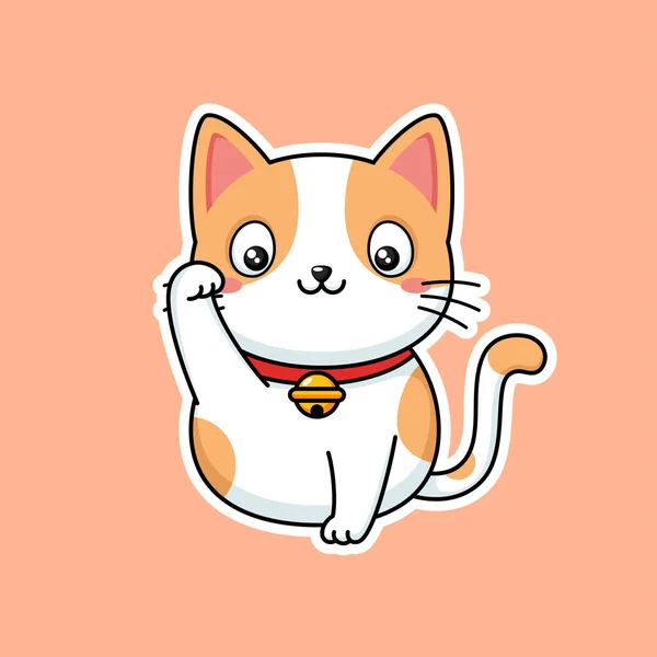 かわいい漫画キティ猫プレミアムベクトルグラフィックでスタンプスタイル — ストックベクタ