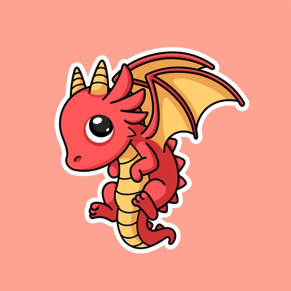 Χαριτωμένο Μικρό Dragon Cartoon Character Premium Διανυσματικά Γραφικά Στυλ Αυτοκόλλητα — Διανυσματικό Αρχείο