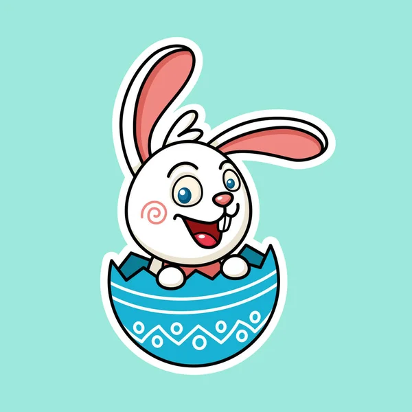Милий Пасхальний Кролик Яєчній Оболонці Стилі Наклейки Преміум Векторний Графічний — стоковий вектор