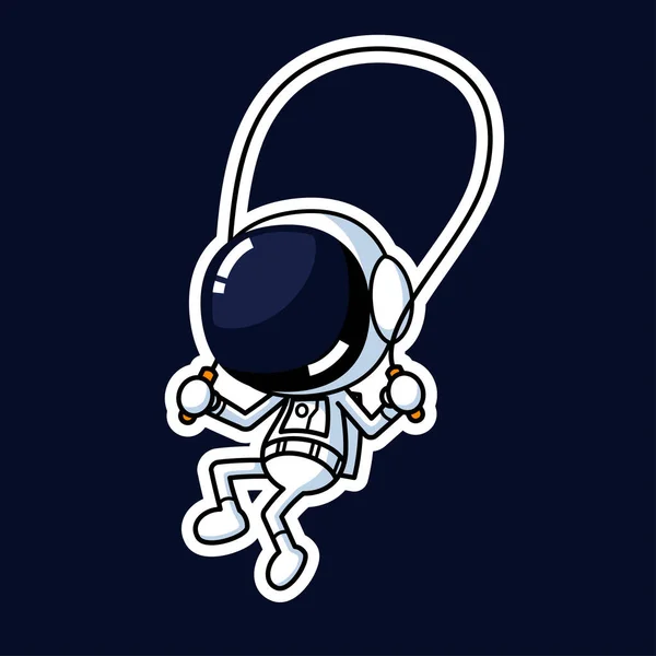 Cute Astronaut Cartoon Character Playing Skipping Rope Premium Vector Graphic — Stock Vector