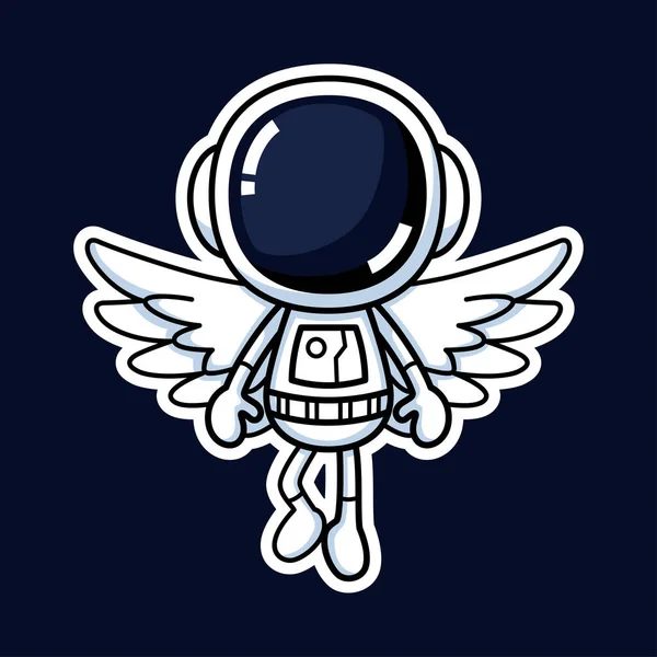 Cute Astronauta Postać Kreskówek Angel Wings Aktywa Graficzne Wektora Premium — Wektor stockowy