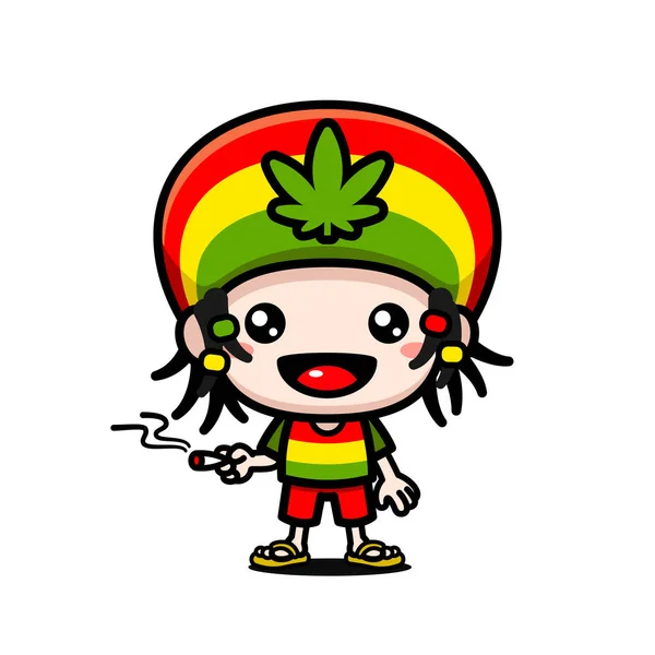 Mignon Personnage Bande Dessinée Rastafari — Image vectorielle