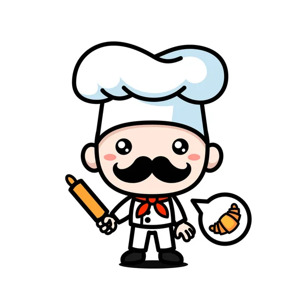 Carino Cuoco Cuoco Personaggio Cartone Animato — Vettoriale Stock
