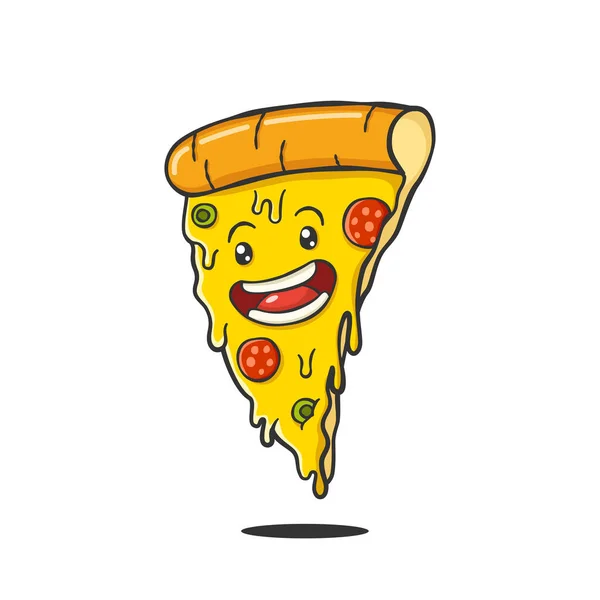 Personnage Bande Dessinée Tranche Pizza Mignon — Image vectorielle