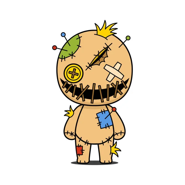 Şirin ve Kawaii Tarzı Cadılar Bayramı Voodoo Bebek Çizgi Filmi Karakteri