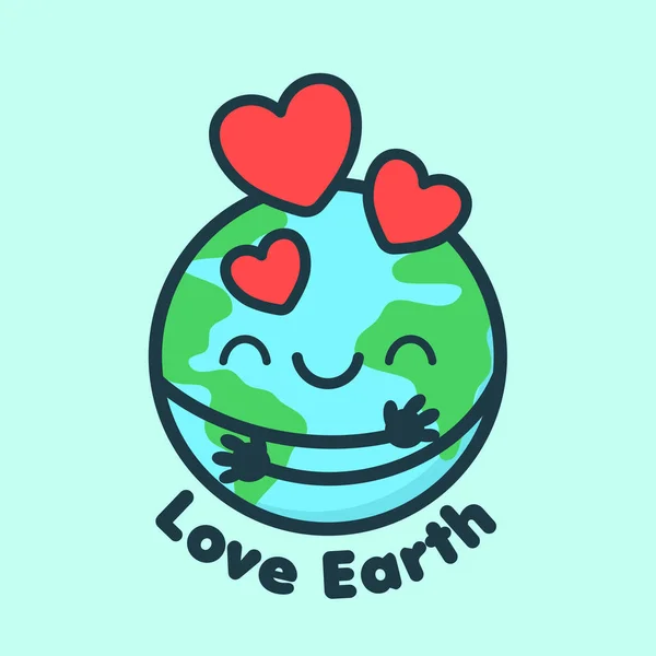 Şirin ve Kawaii tarzı Toprak Karakteri Sarılması