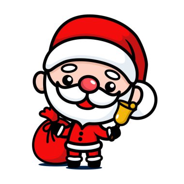 Şirin ve Kawaii Noel Baba Noel Baba Çizgi Film Karakteri