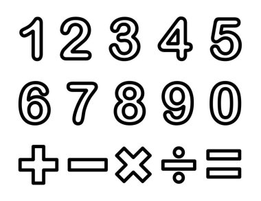 Çocuklar için Sayılar ve Matematik Sembolleri Boyama Sayfası