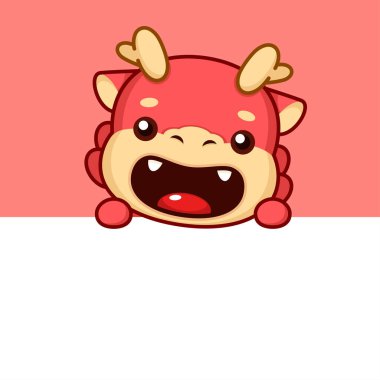 Şirin Çin Yeni Yıl Ejderhası Zodiac Duvardaki Çizgi Film Karakteri