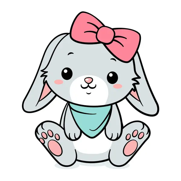 Cute Easter Bunny Rabit Scarf Bow Vector Graphics