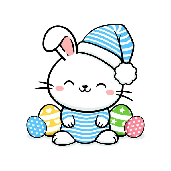 可爱的复活节兔子在睡衣中 免版税图库矢量图片