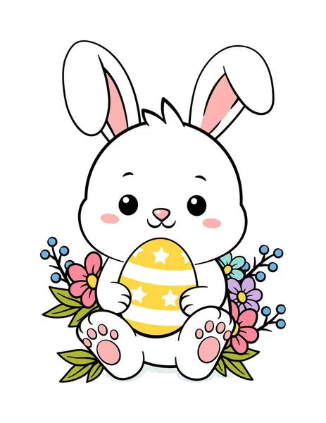 Cute White Hand Drawn Easter Bunny Eggs Royalty Free Stock Illustrations