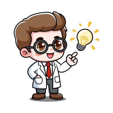 Ampullü Sevimli Bilim Adamı Çizgi Film Karakteri
