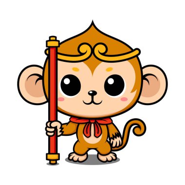 Cute Monkey King Cartoon Character clipart