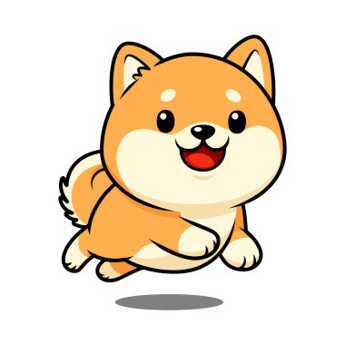 Şirin Shiba Inu Köpek Çizgi Film Karakteri Atlama