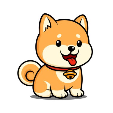 Şirin Shiba Inu Köpek Çizgi Filmi Karakteri Oturuyor