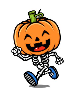 Cadılar Bayramı Balkabağı Kafa İskelet Çizgi Film Karakteri