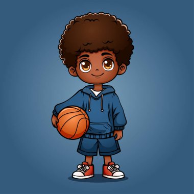 Sevimli Afro Çocuklar Basketbol Tutuyor