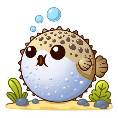 Şirin Kirpi Balığı Çizgi Film Karakteri Şişkinliği