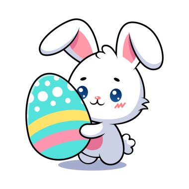 Büyük Paskalya Yumurtasıyla Kawaii Paskalya Tavşanı
