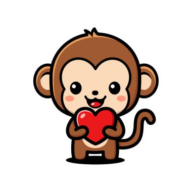 Sevimli Maymun Çizgi Filmi Karakteri Aşk Kalbi Tutuyor