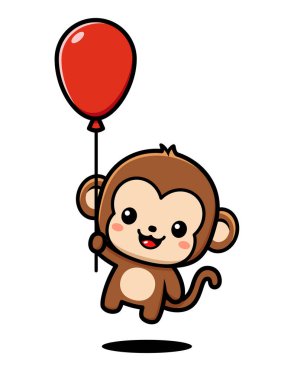 Şirin Maymun Çizgi Film Karakteri Balon Tutuyor