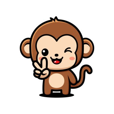 Tatlı Maymun Çizgi Filmi Karakteri Barış İşareti Yapıyor