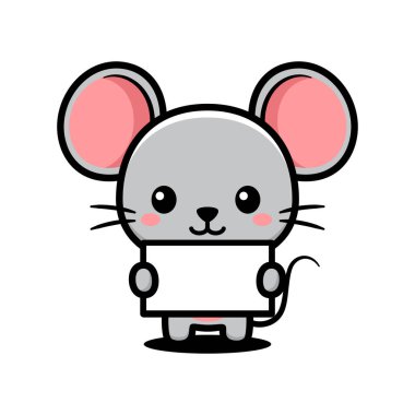 Beyaz Tahta Tutan Şirin Fare Çizgi Filmi Karakteri