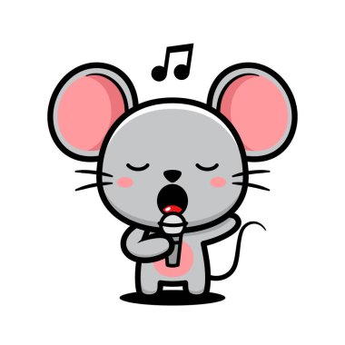 Şirin Fare Çizgi Filmi Karakteri Mikrofonla Şarkı Söylüyor