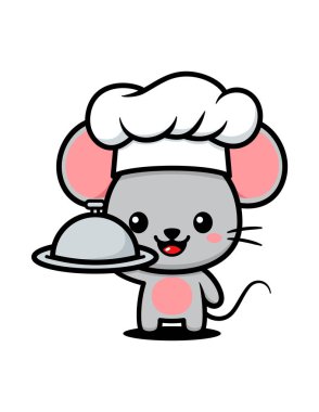 Sevimli Fare Çizgi Filmi Karakteri Aşçı Şapkası Giyiyor