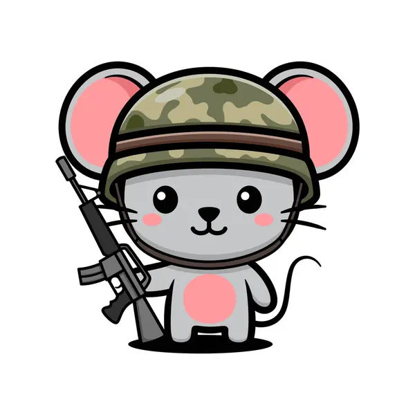 Güzel Fare Çizgi Filmi Karakteri Ordu teçhizatında Tüfekli