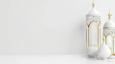 Ramazan Mübarek, Hari Raya Aidil Fitr Uygulaması, Fotokopi uzaylı yeşil arkaplan metni, 3D oluşturma
