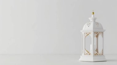 İslami dekorasyon arka planı fener ve hilal ay lüks tarzı, ramazan kareem, mawlid, iftar, İsrail miraj, bayram al fitr adha, muharram, kopya uzay metin alanı, 3D illüstrasyon.