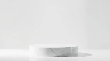 Temiz, minimalist beyaz mermer silindir ürün gösterisi ya da sunum için mükemmel. Lüks ürünleri veya markalaştırma projelerini sergilemek için ideal. Yüksek çözünürlüklü 3D tasarım, ticari kullanım için uygun reklam, model ve tasarım. Zarif, basit.