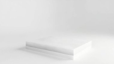 Katmanlı kare platformun temiz, minimalist 3D görüntüsü. Ürün gösterimi, sunumlar veya grafik tasarım projeleri için idealdir. Çalışmalarınızı sergilemek için boş, boş bir arkaplanı olan modern, çağdaş bir zemin sağlar. Yüksek çözünürlüklü görüntü perfesi