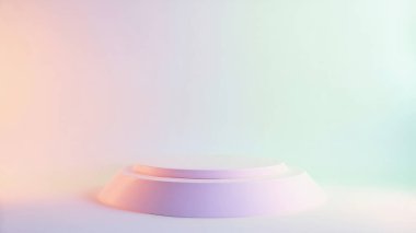 Pastel silindirik bir ekran platformunun temiz, minimalist 3D görüntüsü ürünleri sergilemek için idealdir. Yumuşak, pürüzsüz ışıklandırma ve hafif bir renk değişimi zarif bir zemin oluşturur. Modern ürün sunumları ve pazarlama malzemeleri için mükemmel. Av