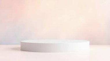 Temiz, minimalist beyaz silindirik platform ürün sergilenmesi, sergilenmesi veya markalaştırılması için mükemmel. Pazarlama malzemeleri için bir arkaplan ya da tasarım unsuru olarak ideal. Yumuşak, yumuşak bir doku. 3 boyutlu görüntüleme. Yüksek çözünürlüklü görüntü f