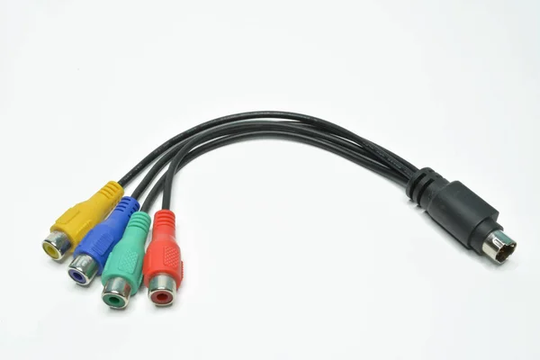 Colorful retro female and male video and audio electrical connectors