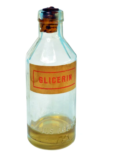 Vintage glass bottle for storing Glycerin 