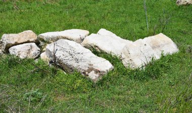 Çayıra beyaz kireç taşı yığını