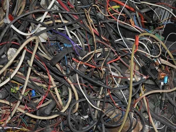 stock image Large pile of used car cables 