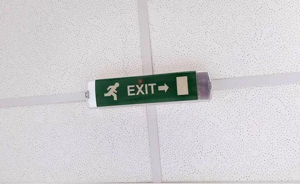 Exit security light on a wall of a building