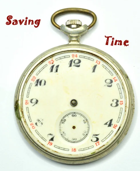 Relógio Bolso Vintage Sem Hora Minuto Segunda Mão Com Tempo — Fotografia de Stock