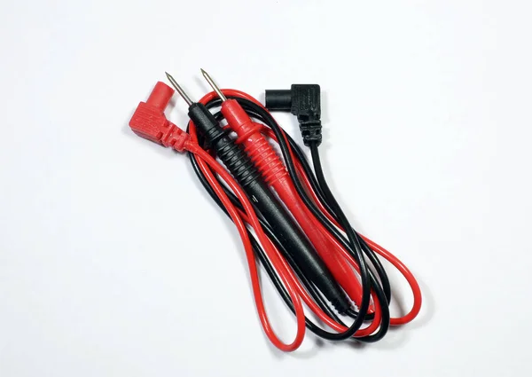Rotes Und Schwarzes Kabel Für Digitales Elektronisches Messgerät Voltmeter Multimeter — Stockfoto