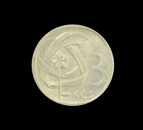 Obverse Korun Coin Made Czechoslovakia Shows Linden Branch Front Banner — Stock Photo, Image
