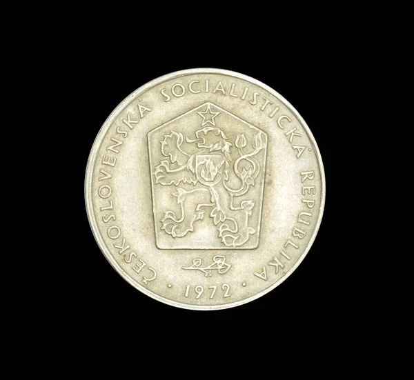 Reverso Moneda Coronas Hecha Por Checoslovaquia 1972 Que Muestra Valor —  Fotos de Stock