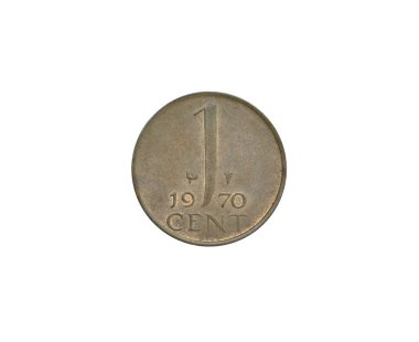 Hollanda 'nın 1970 yılında yaptığı bir sentlik madeni paranın Obverse, bu rakam değerini gösterir